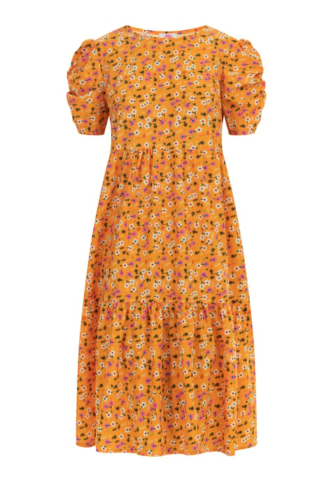 Mymo Midi-Kurzarmkleid Damen Orange Mehrfarbig - Image 1