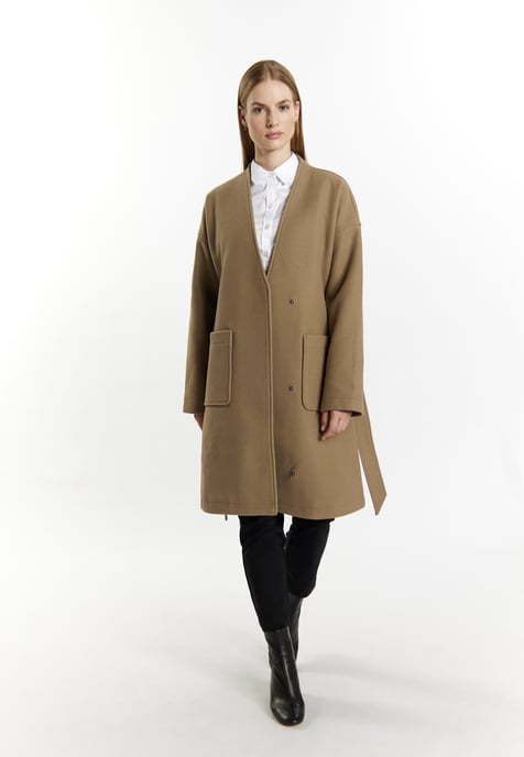 Dreimaster Übergangsmantel in Wolloptik Damen Graubeige - Image 2