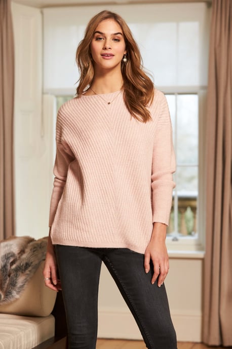Blush Pink Super Soft Chevron Detail Jumper