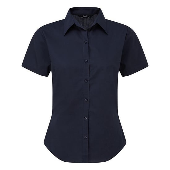 Premier Damen Kurzarm Popeline Bluse / Arbeitshemd (Marineblau) - Image 1