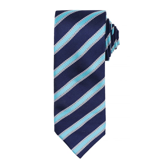 Premier Herren Krawatte mit Waffel-muster (2 Stück/Packung) (Marineblau / Türkis) - Image 1