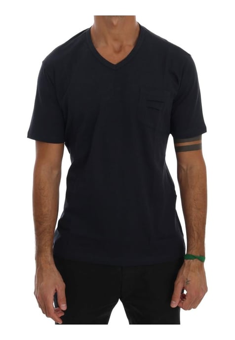 Daniele Alessandrini Herren Blaues Baumwoll-V-Ausschnitt-T-Shirt - Image 1