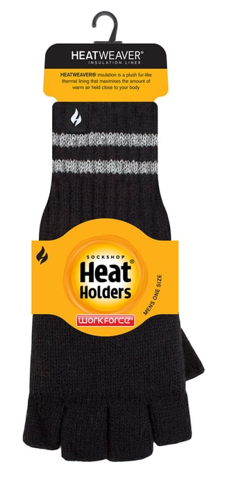 Herren gestrickt fingerlose reflektierende Handschuhe für den Winter | Wärmehalter | Thermal Hi Viz Arbeitshandschuhe - schwarz - Image 2