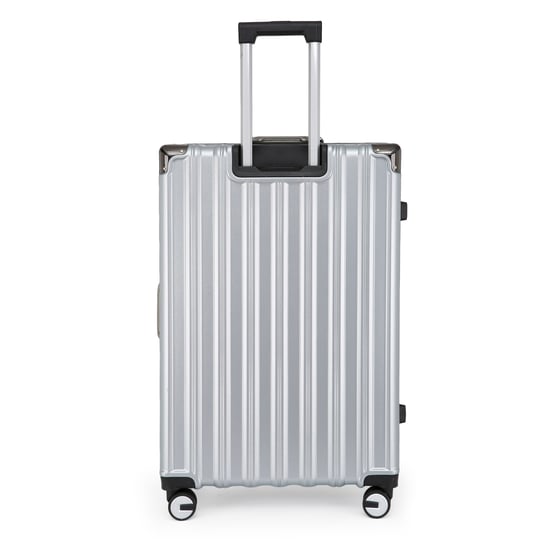 Hardshell Silver Suitcase Set Robust 8 Wheel Luggage Cabin Case Bag