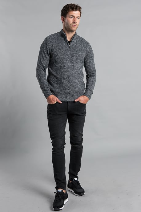 Black Recycled Cotton Blend 1/4 Zip Twist Jumper