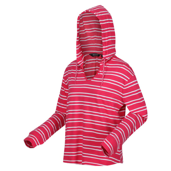 Regatta Womens/Ladies Minerve Stripe V Neck Hoodie (Hot Pink/White)