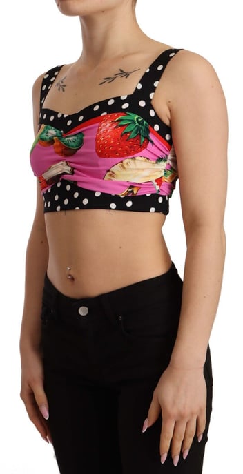 Dolce & Gabbana Damen Mehrfarbig Seidenkurzpolka-Fruchtprint-Top - Image 2