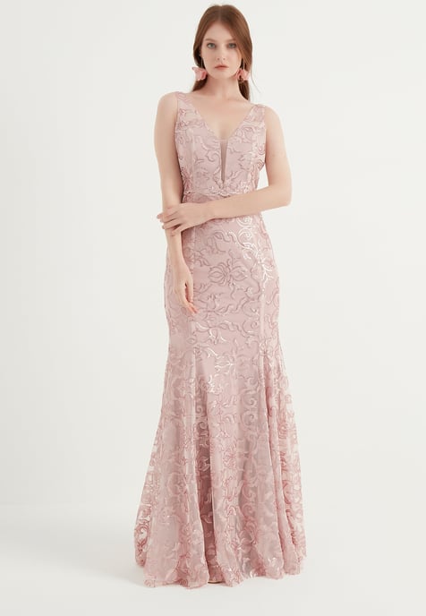 Thick Strap Maxi Evening Dress