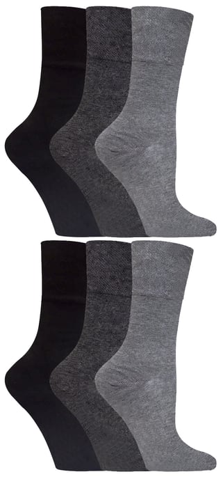Gentle Grip - 6 Paar Damen Diabetiker-Socken mit Honigkamm-Oberteil und handgekettelten Zehennähten - Grau 36 - Image 1