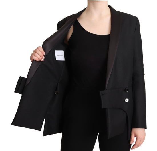 Costume National Schwarze Langarm Doppelkämpfer Damenjacke - Image 5