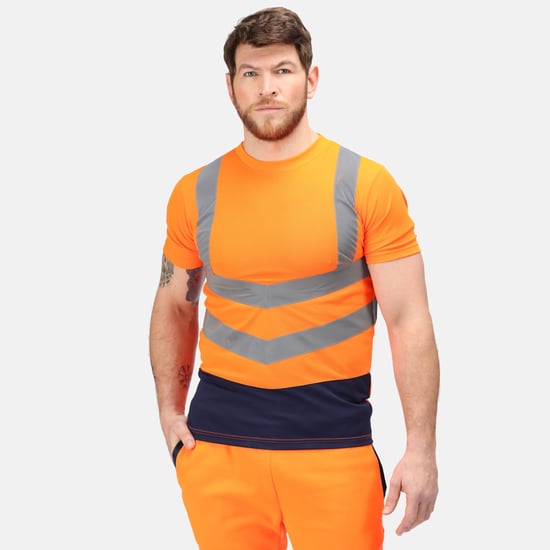 Regatta Mens Pro High-Vis Short-Sleeved T-Shirt (Orange/Navy)