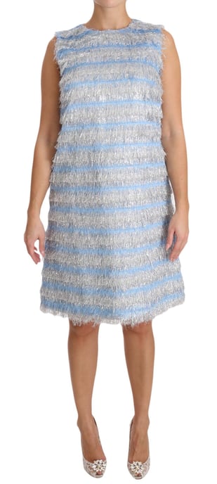 Dolce & Gabbana Women's Light Blue Silver Shift Gown Dress (robe droite) - Image 1