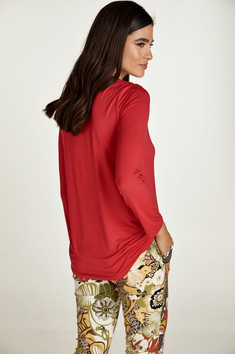 Rotes Jersey-V-Ausschnitt-Top - Image 5