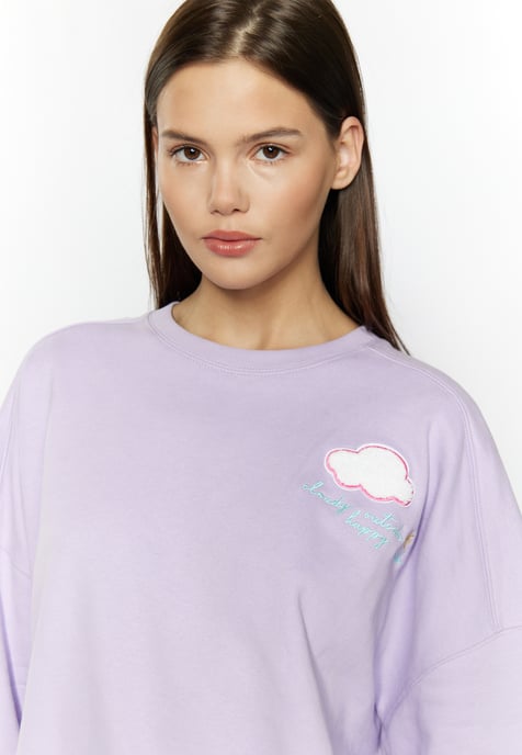 Mymo Sweatshirt mit Rundhalsausschnitt Damen violett - Image 5