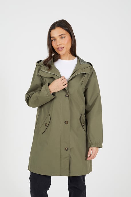 Light Khaki Lightweight Parka Style Hooded Jacket