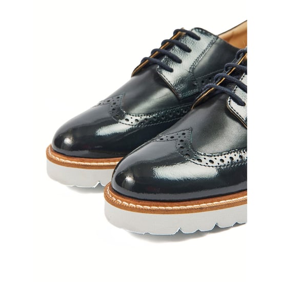 Pod Kortney Leder Damen Navy Lack Brogues Schuhe - Image 5