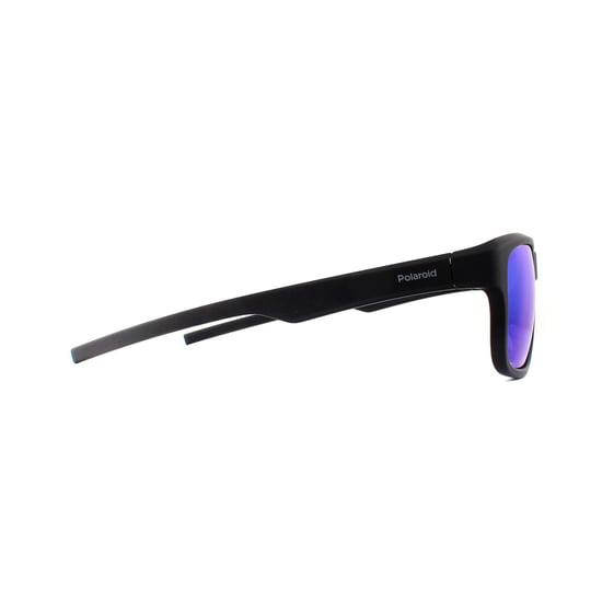 Polaroid Rectangle Mens Matte Black Grey Blue Mirror Polarized Sunglasses