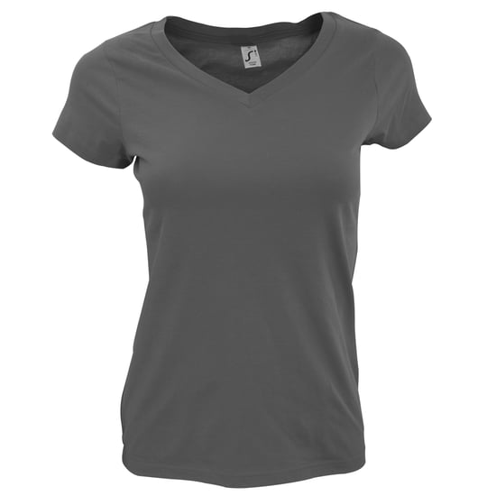 SOLs Womens/Ladies Moon V Neck Short Sleeve T-Shirt (Dunkelgrau) - Image 3