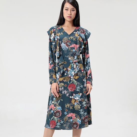 Ausgestelltes Midikleid mit Blumendruck - Image 1