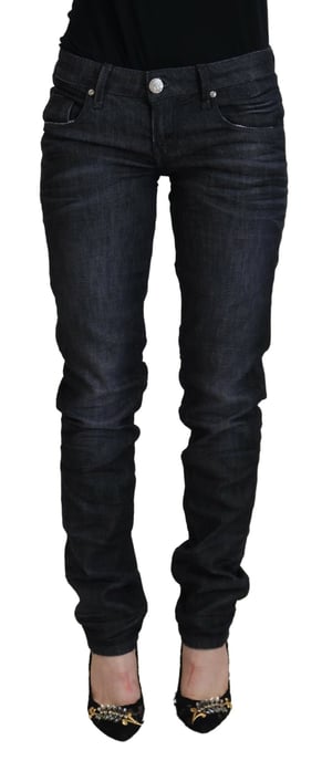 Acht Black Cotton Low Waist Slim Fit Women Casual Denim Women's Jeans