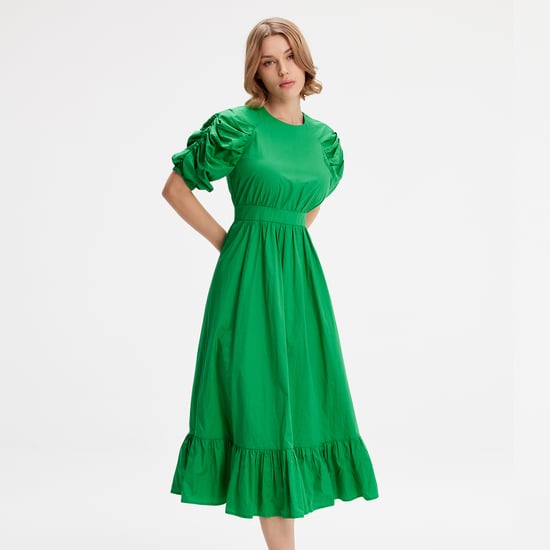 Trapeze Dress With Puffed Sleeves