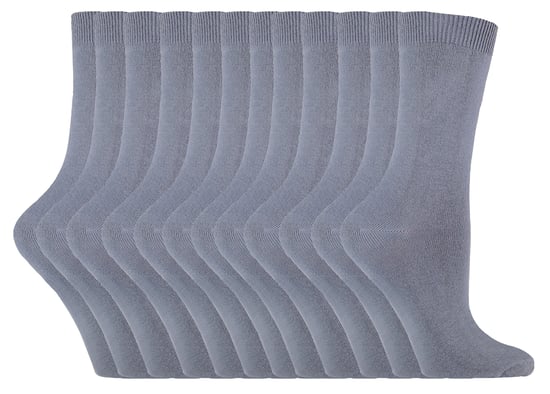 Einfarbige Damensocken mit hohem Baumwollanteil | 12 Paar Multipack | Socken-Snob | Dünne, bequeme, farbenfrohe Crew-Söckchen für Damen in Grau - Image 1