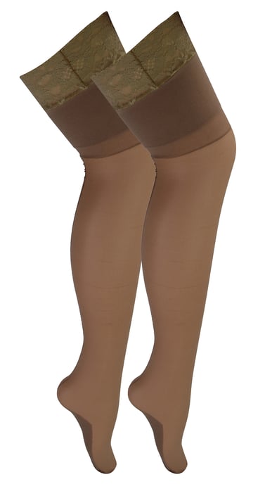 2 Paar Multipack Damen Nahtstrümpfe mit Spitze | Sock Snob | Damen Strümpfe - Nude / Nude - Image 1