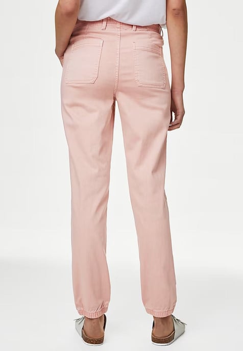 M&S Collection Damen Baumwollmischung Slim Fit Ankle Grazer Joggers Rosa - Image 2
