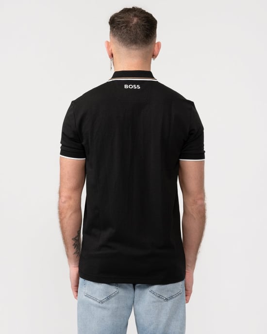 BOSS Green Paddy Pro Mens Cotton Blend Polo Shirt With Contrast Logos - Image 4