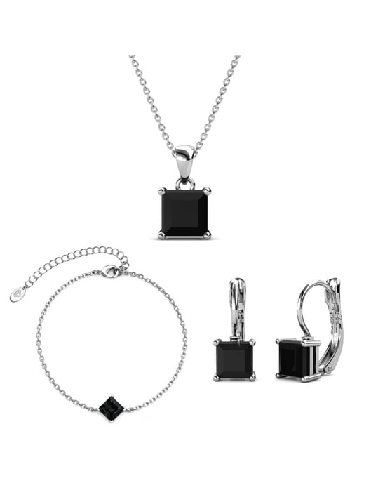 Einfaches quadratisches Set und Box - Silber und Schwarz - Image 1