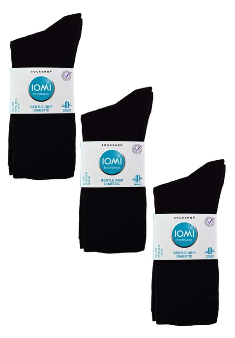 IOMI - 6 Pack Herren Diabetiker Bambus Socken | Extra breite nahtlose lockere nicht elastische Socken - Schwarz - Image 2