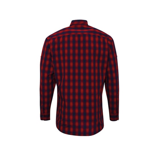 Premier Mens Mulligan Kariertes Langarmhemd aus Baumwolle (Rot/Navy) - Image 2