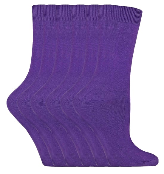 Sock Snob - Lot 6 paires femme coton fine unies couleur uni qualite chaussettes - PL30 Violet - Image 1