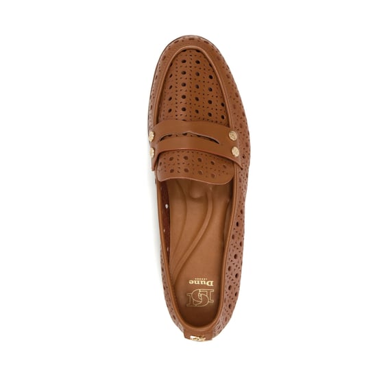Dune Glimmered Leder Damen Loafer In Tan - Image 4