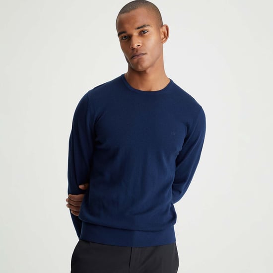Herren Calvin Klein Merinowolle Pullover in Marineblau - Image 4