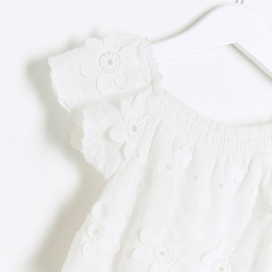 River Island Mini Girls Playsuit White Broderie Floral