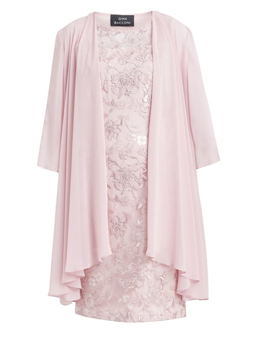 Hayley Embroidered Dress With Matching Chiffon Jacket