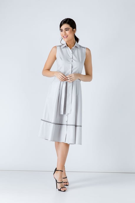 Grey Button Detail Dress