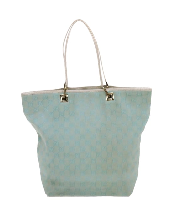 GUCCI GG Canvas Tote Bag Hellblau Weiß Auth 50181 - Image 4