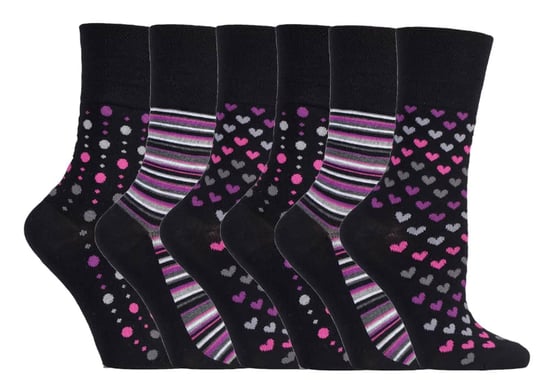 Gentle Grip - 6 paires femme bambou coloré rayures chaussettes sans elastique - SOLRM33 - Image 1
