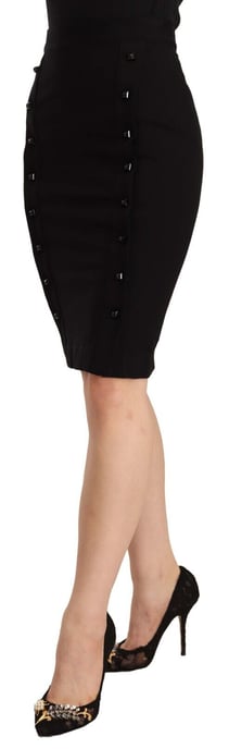 GF Ferre Women's Black High Waist Viscose Knee Length Pencil Cut Skirt