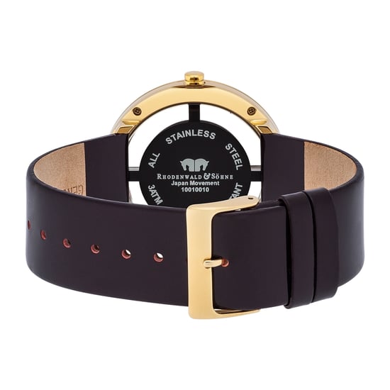 Rhodenwald & Söhne Female Quartz Yellow Gold/Dark Brown Genuine Leather Watch