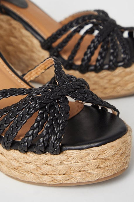 Faith: Helena Plaited High Espadrille Covered Wedges