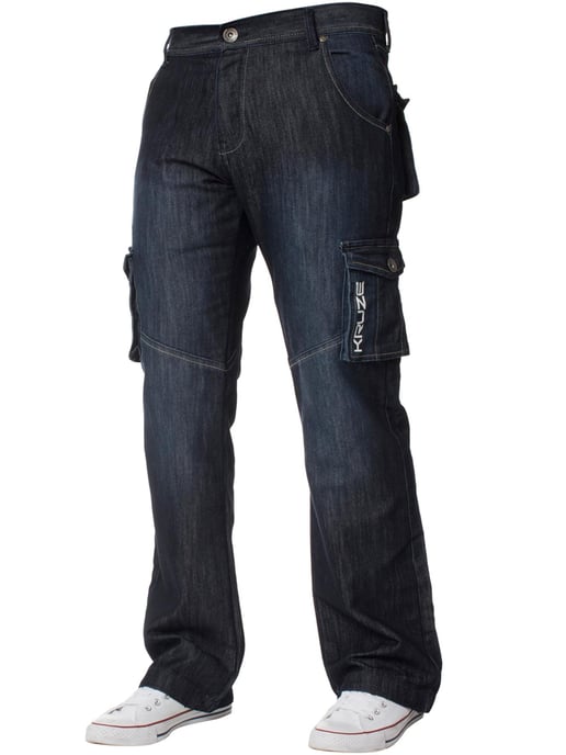 Kruze | Mens Cargo Combat Jeans - Dunkelblau - Image 1