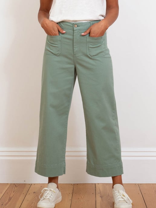 Kite Clothing Evershot Wide Leg Twill Crops Sage