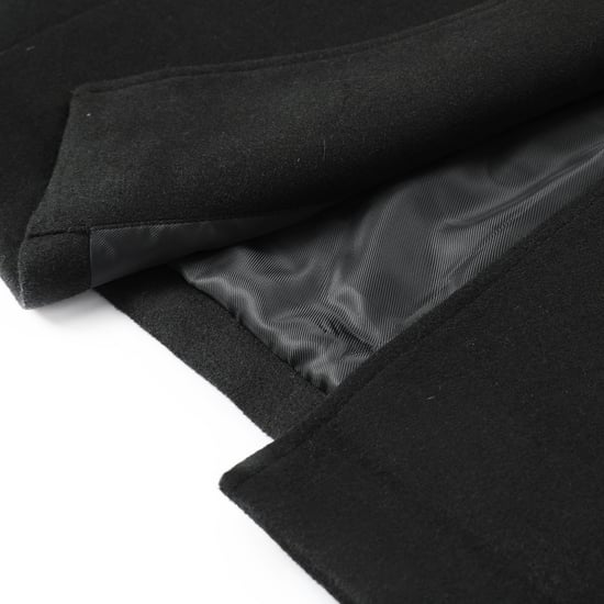 Herren Winter Wollmantel Knielang Slim Fit Umlegekragen Business M?ntel Schwarz - Image 6