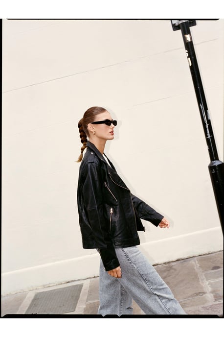 Real Leather Zip Detail Ultimate Biker Jacket