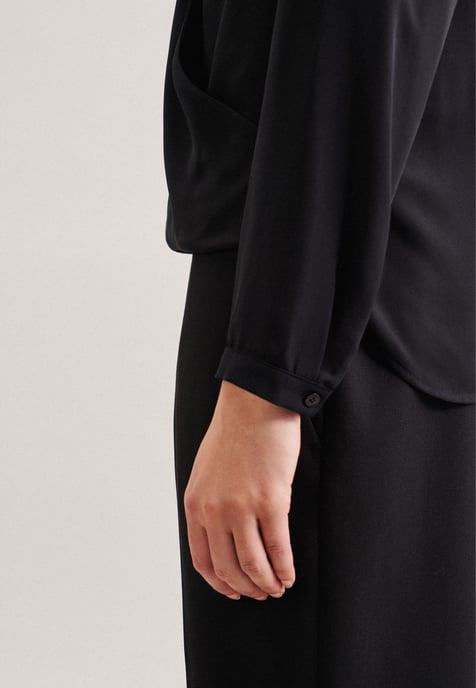 Wickelbluse Damen Schwarz - Image 4