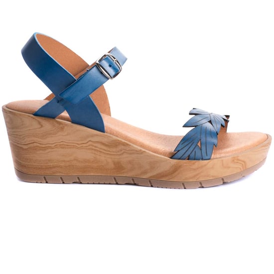 Confortable wedge sandal Purapiel in Blue