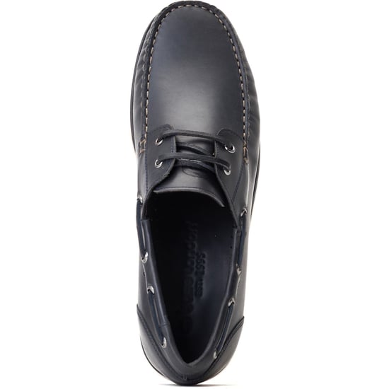 Base London Stern Leder Herren Dunkelblaue Bootsschuhe - Image 4